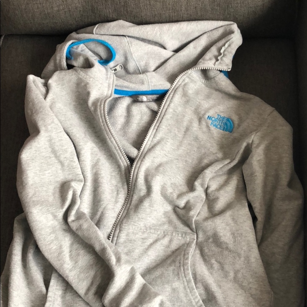 north face fleece lined zip up with hood.
